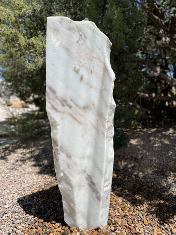 White Marble Fountain in landscape setting